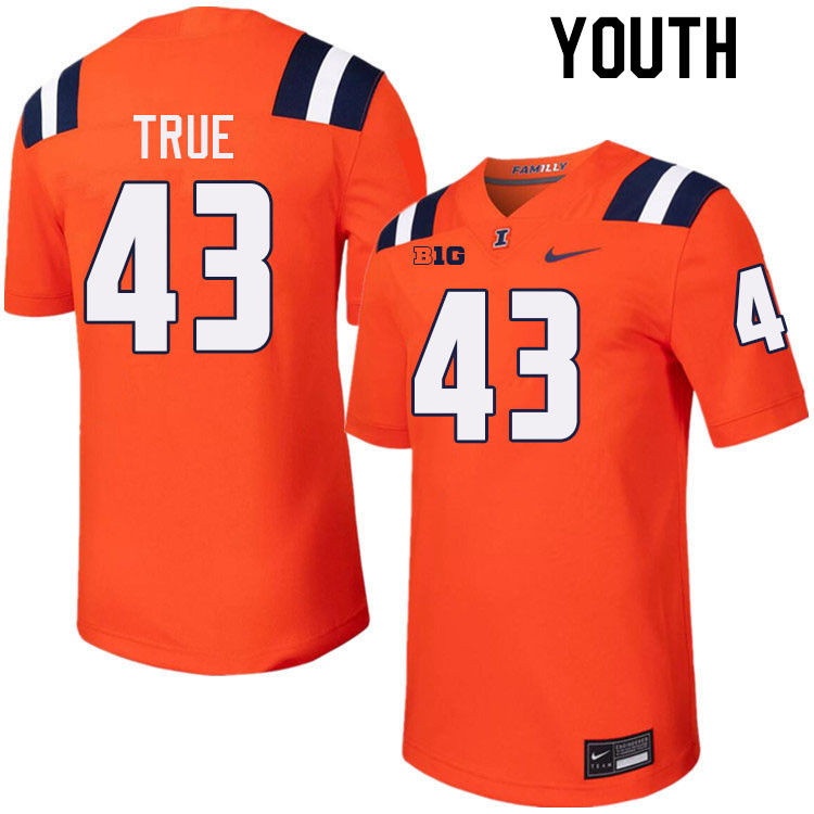 Youth #43 Nick True Illinois Fighting Illini College Football Jerseys Stitched-Orange